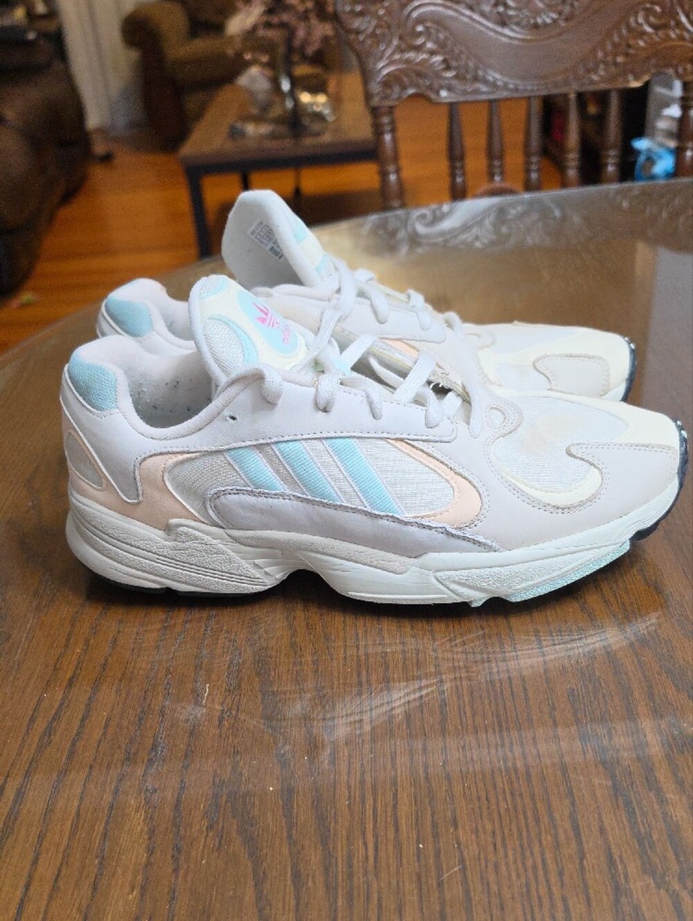 adidas Cream Sneakers with Mint & Pink Accents - Picture 2 of 5